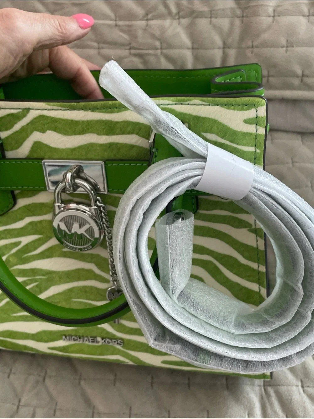 Michael Kors Lime Green calf hair and leather Satchel / crossbody